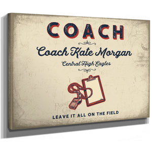 Personalized Coach Sign, Leave It All on the Field, Cream & Navy, image 8