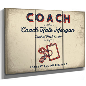 Personalized Coach Sign, Leave It All on the Field, Cream & Navy, image 14