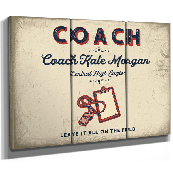 Personalized Coach Sign, Leave It All on the Field, Cream & Navy, image 14