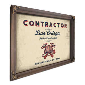 Personalized Contractor Sign, Measure Twice, Cut Once, Cream & Navy, image 7
