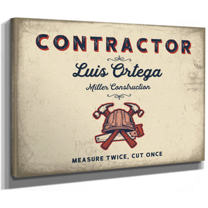 Personalized Contractor Sign, Measure Twice, Cut Once, Cream & Navy, image 8