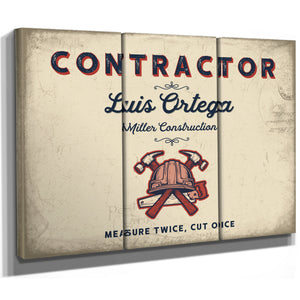 Personalized Contractor Sign, Measure Twice, Cut Once, Cream & Navy, image 14
