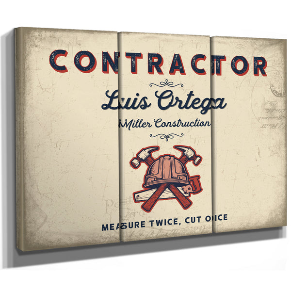 Personalized Contractor Sign, Measure Twice, Cut Once, Cream & Navy, image 14