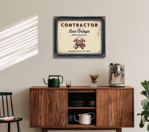 Personalized Contractor Sign, Measure Twice, Cut Once, Cream & Navy, image 15