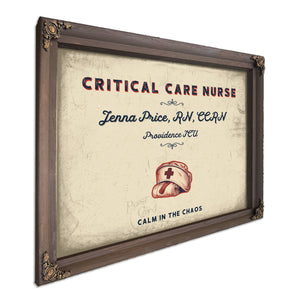 Personalized Critical Care Nurse Sign, Calm in the Chaos, Cream & Navy, image 7