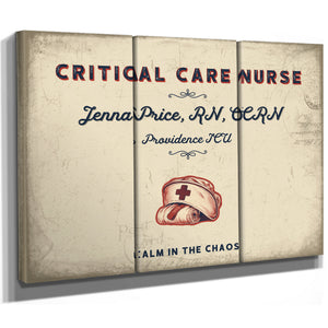 Personalized Critical Care Nurse Sign, Calm in the Chaos, Cream & Navy, image 14