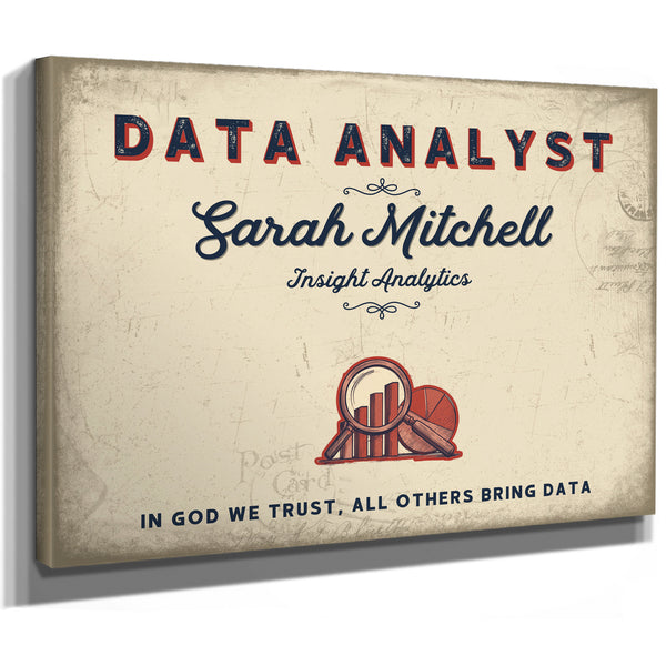 Personalized Data Analyst Sign, In God We Trust, All Others Bring Data, Cream & Navy, image 8