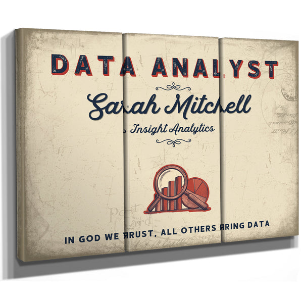 Personalized Data Analyst Sign, In God We Trust, All Others Bring Data, Cream & Navy, image 14