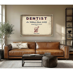 Personalized Dentist Sign, Open Wide, Cream & Navy, image 3