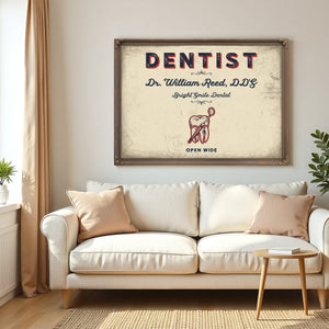 Personalized Dentist Sign, Open Wide, Cream & Navy, image 5