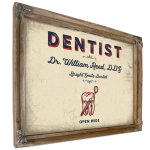 Personalized Dentist Sign, Open Wide, Cream & Navy, image 6