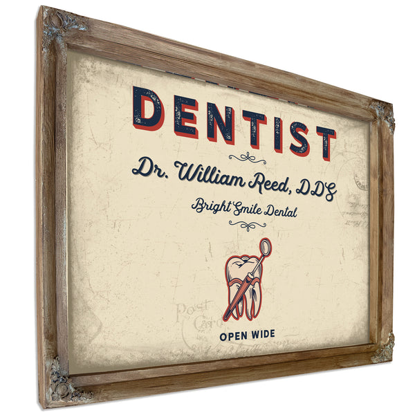 Personalized Dentist Sign, Open Wide, Cream & Navy, image 6