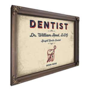 Personalized Dentist Sign, Open Wide, Cream & Navy, image 7