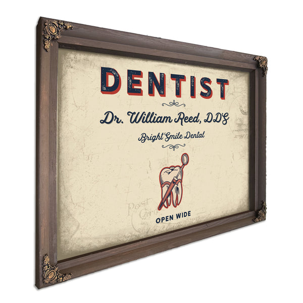 Personalized Dentist Sign, Open Wide, Cream & Navy, image 7