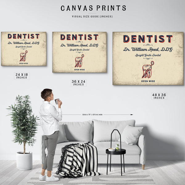Personalized Dentist Sign, Open Wide, Cream & Navy, image 10