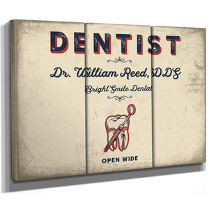 Personalized Dentist Sign, Open Wide, Cream & Navy, image 14