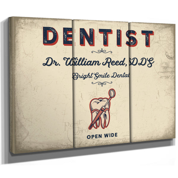Personalized Dentist Sign, Open Wide, Cream & Navy, image 14