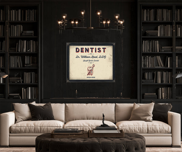 Personalized Dentist Sign, Open Wide, Cream & Navy, image 16
