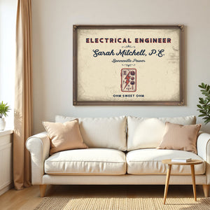 Personalized Electrical Engineer Sign, Ohm Sweet Ohm, Cream & Navy, image 5