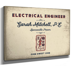 Personalized Electrical Engineer Sign, Ohm Sweet Ohm, Cream & Navy, image 8
