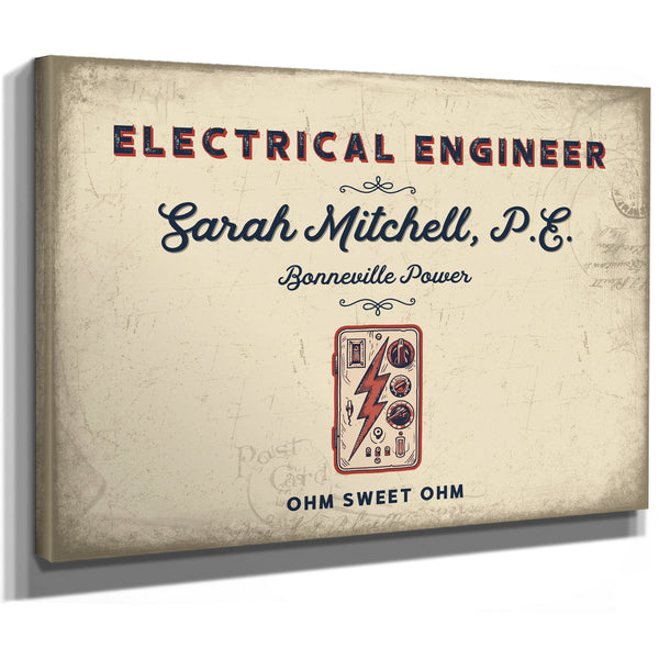 Personalized Electrical Engineer Sign, Ohm Sweet Ohm, Cream & Navy, image 8