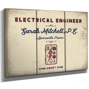 Personalized Electrical Engineer Sign, Ohm Sweet Ohm, Cream & Navy, image 14