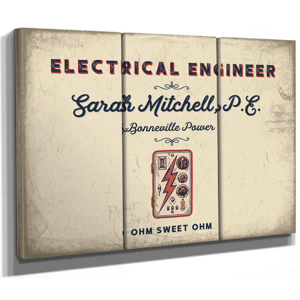 Personalized Electrical Engineer Sign, Ohm Sweet Ohm, Cream & Navy, image 14