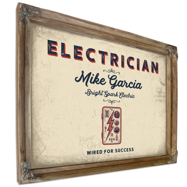 Personalized Electrician Sign, Wired for Success, Cream & Navy, image 6