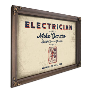 Personalized Electrician Sign, Wired for Success, Cream & Navy, image 7