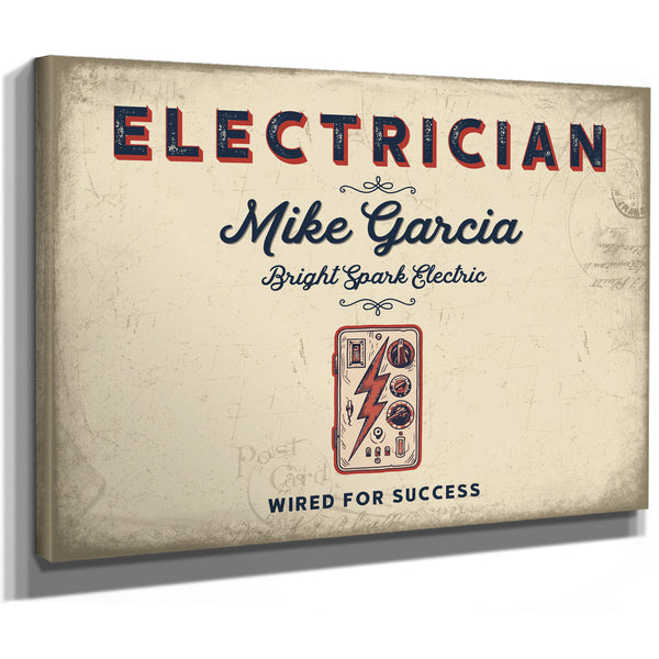 Personalized Electrician Sign, Wired for Success, Cream & Navy, image 8