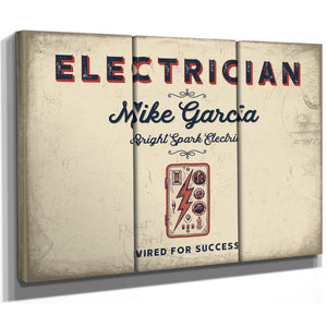 Personalized Electrician Sign, Wired for Success, Cream & Navy, image 14