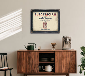 Personalized Electrician Sign, Wired for Success, Cream & Navy, image 15