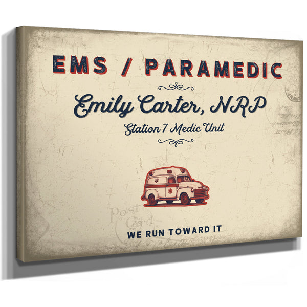 Personalized Paramedic Sign, We Run Toward It, Cream & Navy, image 8