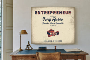 Personalized Entrepreneur Sign, Dream Big, Work Hard, Cream & Navy, image 2