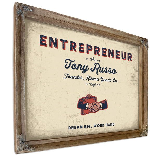 Personalized Entrepreneur Sign, Dream Big, Work Hard, Cream & Navy, image 6
