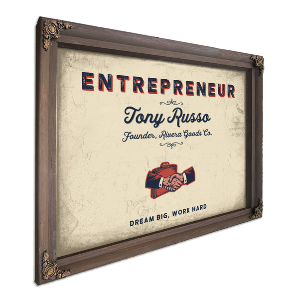 Personalized Entrepreneur Sign, Dream Big, Work Hard, Cream & Navy, image 7