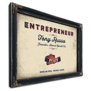 Personalized Entrepreneur Sign, Dream Big, Work Hard, Cream & Navy, image 1