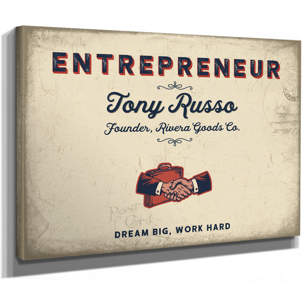 Personalized Entrepreneur Sign, Dream Big, Work Hard, Cream & Navy, image 8