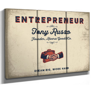 Personalized Entrepreneur Sign, Dream Big, Work Hard, Cream & Navy, image 14