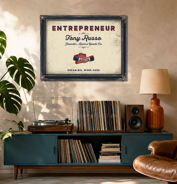 Personalized Entrepreneur Sign, Dream Big, Work Hard, Cream & Navy, image 20