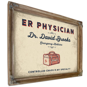 Personalized ER Physician Sign, Controlled Chaos Is My Specialty, Cream & Navy, image 6
