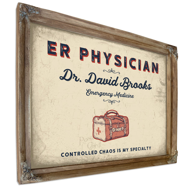Personalized ER Physician Sign, Controlled Chaos Is My Specialty, Cream & Navy, image 6