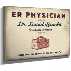Personalized ER Physician Sign, Controlled Chaos Is My Specialty, Cream & Navy, image 8