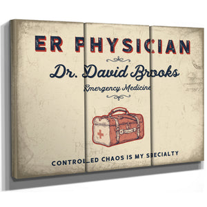Personalized ER Physician Sign, Controlled Chaos Is My Specialty, Cream & Navy, image 14