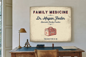 Personalized Family Medicine Sign, The Doctor Is In, Cream & Navy, image 2