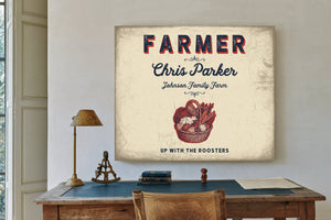 Personalized Farmer Sign, Up With the Roosters, Cream & Navy, image 2