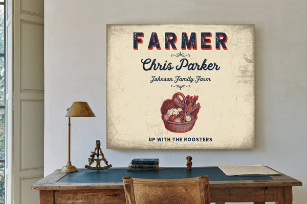 Personalized Farmer Sign, Up With the Roosters, Cream & Navy, image 2