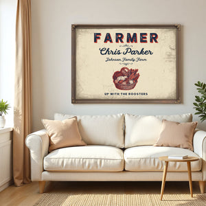 Personalized Farmer Sign, Up With the Roosters, Cream & Navy, image 5