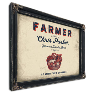 Personalized Farmer Sign, Up With the Roosters, Cream & Navy, image 1