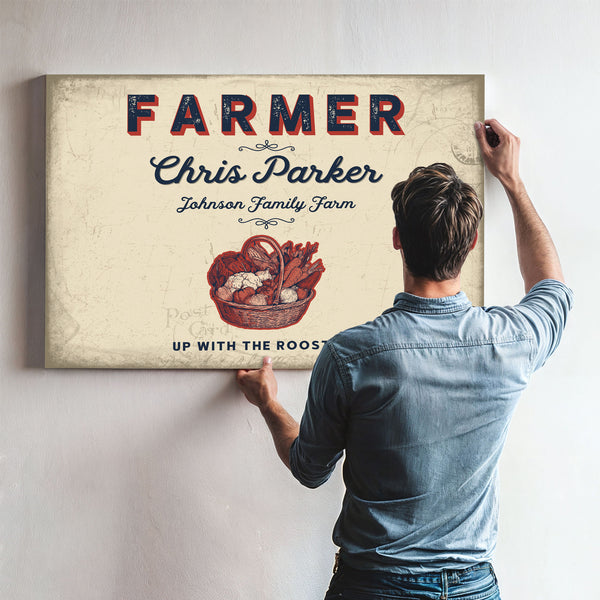 Personalized Farmer Sign, Up With the Roosters, Cream & Navy, image 9